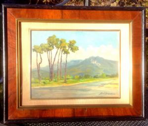 Alberto Dell'Acqua coppia di paesaggi della pianura lombarda olio su tela cm.20 x 15 firmati enche sul retro .con cornici